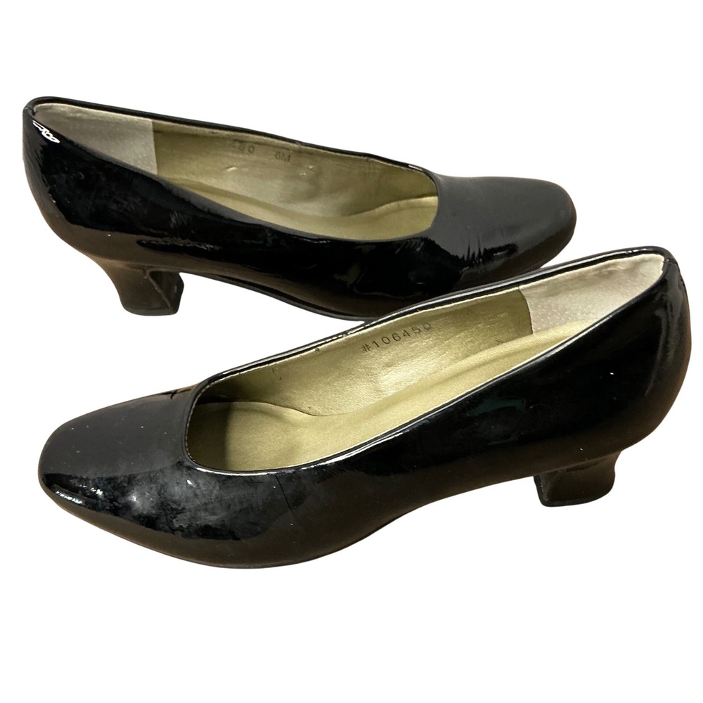 Classics Walking Cradles Black Patent Heel Pumps Women 8M Old Money Minimalist